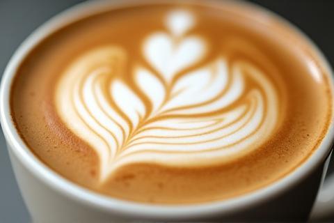 Close-up of beautiful latte art in a coffee cup.